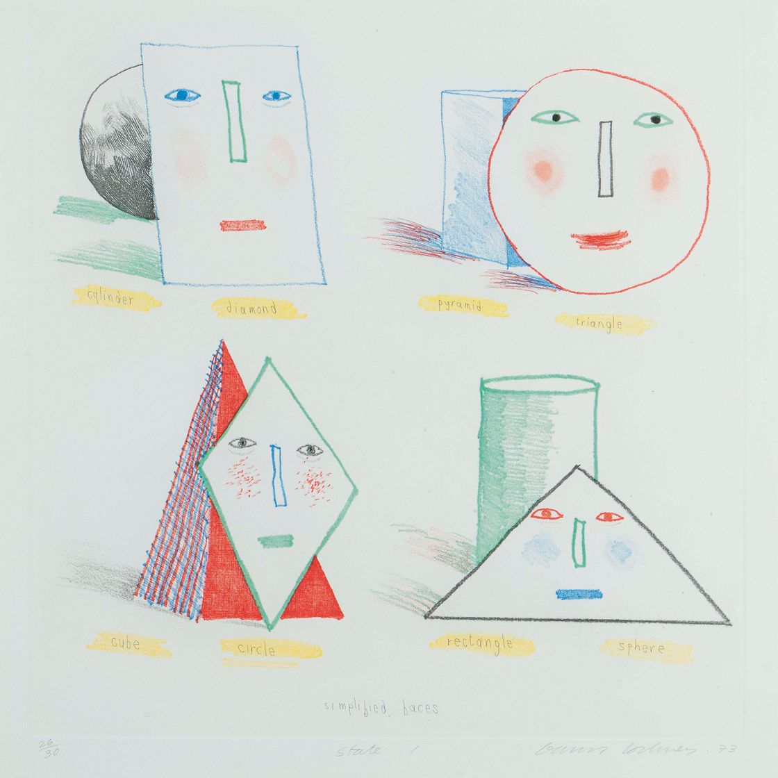 David Hockney — Государство I с упрощенными лицами (S.A.C. 165; Токио 144)