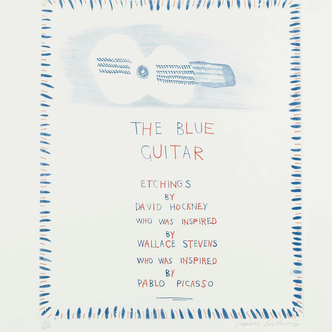 David Hockney — Синяя гитара (титульный лист), от: The Blue Guitar (Шотландский художественный совет, 199; Токио, 178)