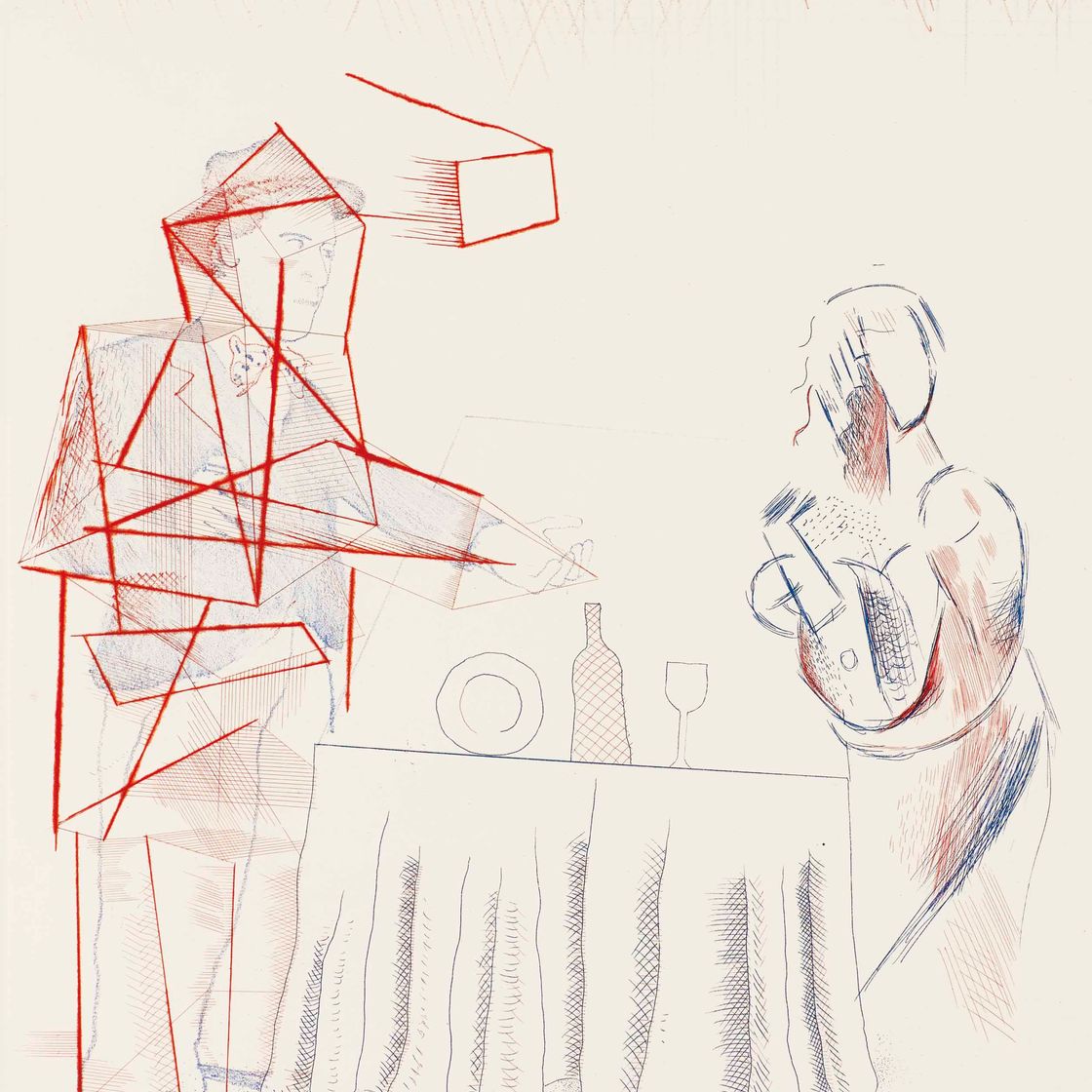 David Hockney — Рисунок с натюрмортом, Планш 10, выпуск "Синяя гитара" (Шотландский художественный совет, 208 ; Токио, 187)