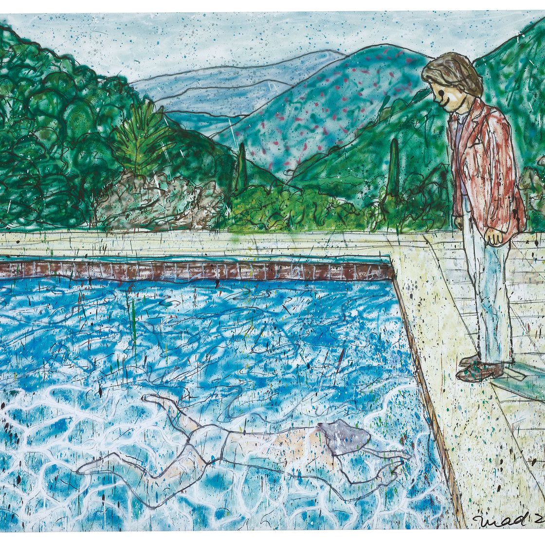 David Hockney — Портрет художника (бассейн с двумя фигурами) II (Вдохновлен Дэвидом Хокни)