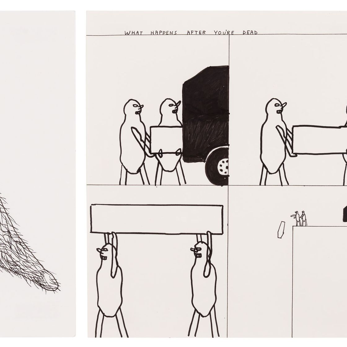 David Shrigley — (i) Что-то вроде Кенгуру, (ii) Что происходит после твоей смерти, (iii) Больной Тед
