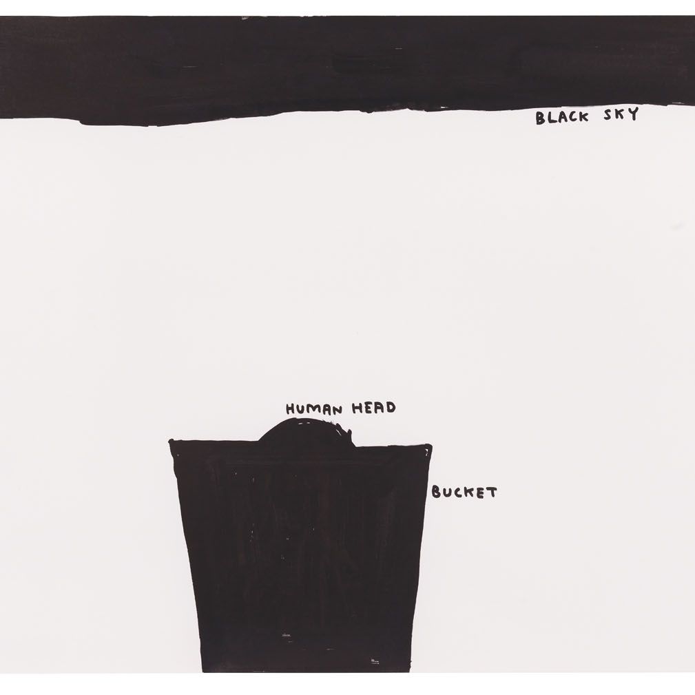 David Shrigley — (i) Все в порядке (ii) Черное небо (iii) Силуэт на красном фоне