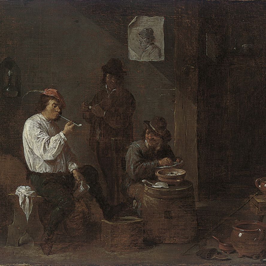 Dutch School — Крестьяне курят в таверне
