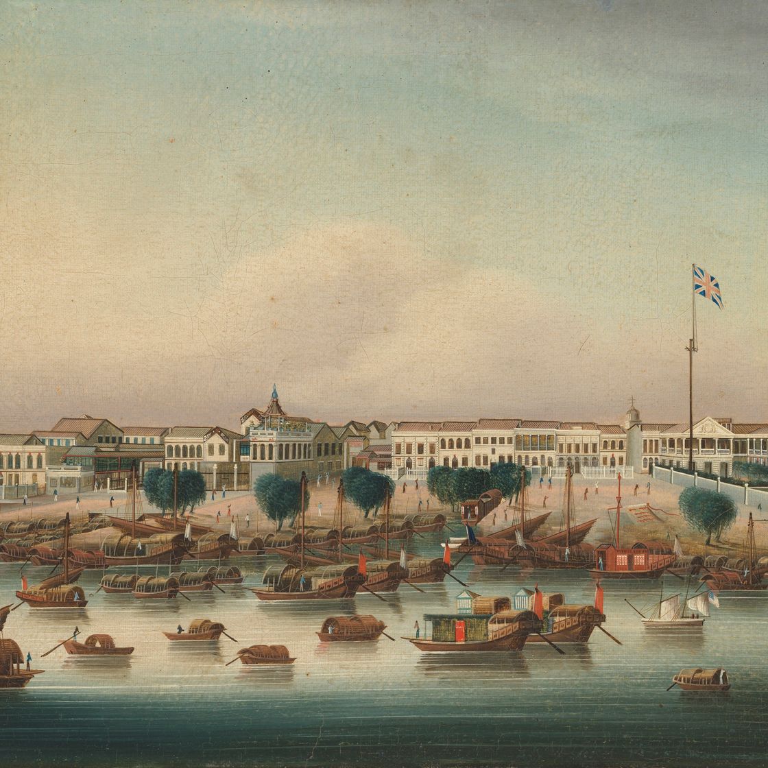 Dutch School — Хонги в Кантоне, где расположены британские и голландские фабрики
