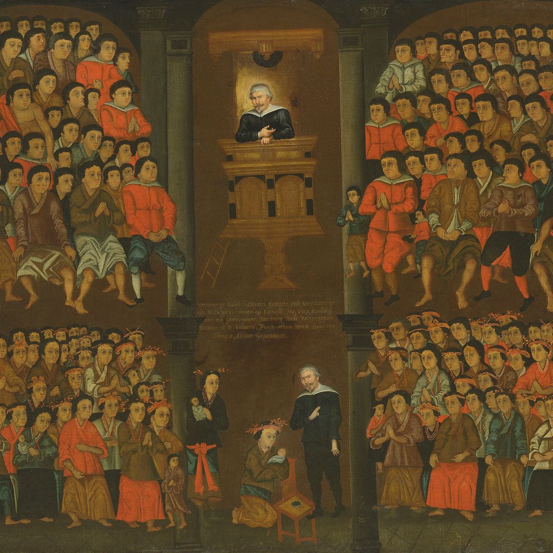 Dutch School — Голландский миссионер Роберт Юниус крестил новых христиан на Формозе, 1643 год