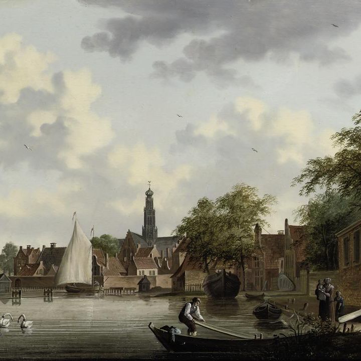Dutch School — Вид на Харлем с Эджеспортом и церковью Святого Бавона