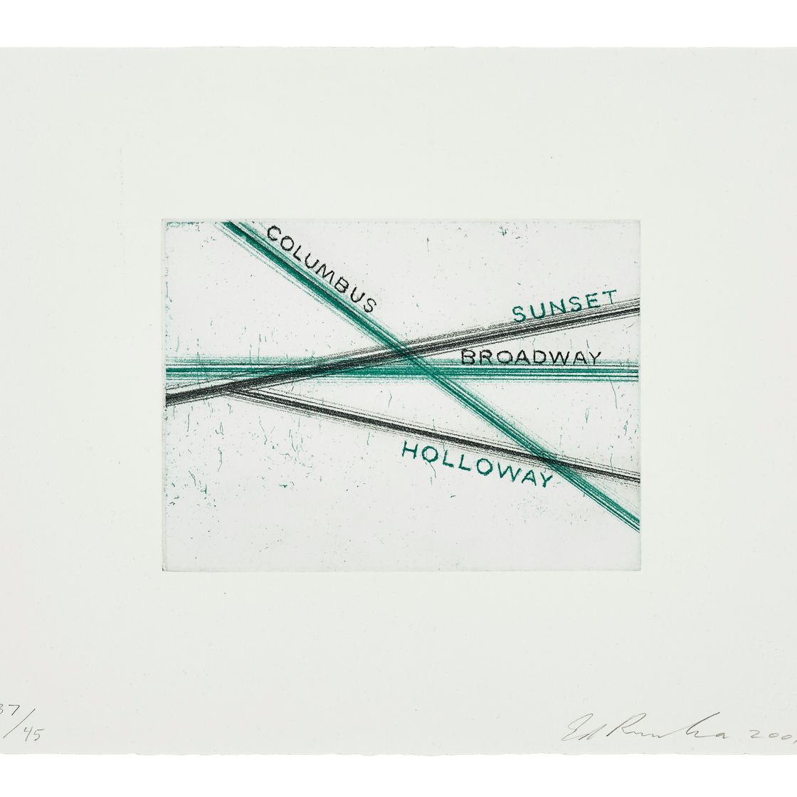 Ed Ruscha — Колумбус, закат солнца, из Лос-Франциско в Сан-Анджелес