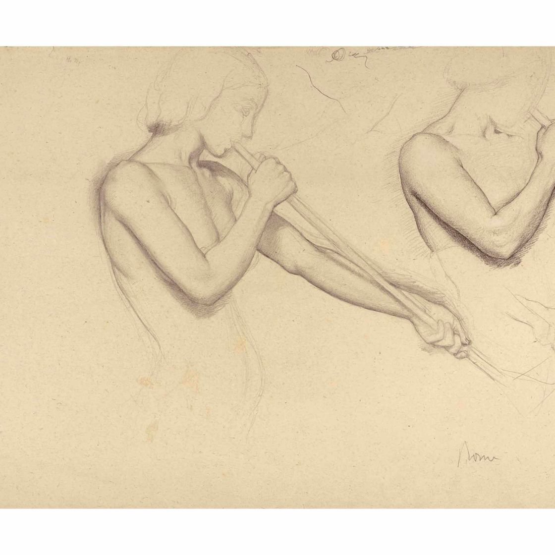 Edgar Degas — Этюд для "Святого Жана-Батиста и ангела"