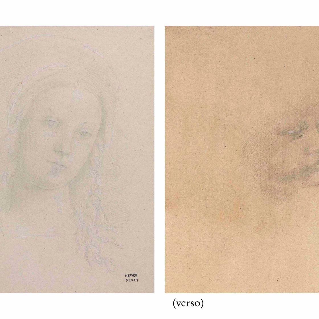 Edgar Degas — Этюд д'Апре Ле Перужена, постановка "Королевы и кавалеров ордена ангелов, Святой Розы и Святой Екатерины" (справа налево); Этюд д'Апре Леонара де Винчи, постановка "Королевы роше" (слева направо)