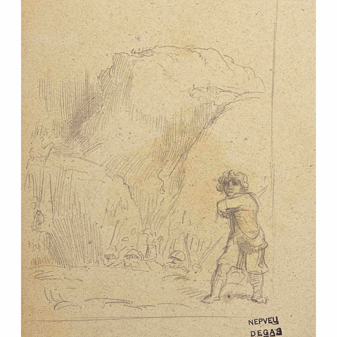 Edgar Degas — Этюд Рембрандта Харменса. ван Рейн, "Давид и Голиаф"