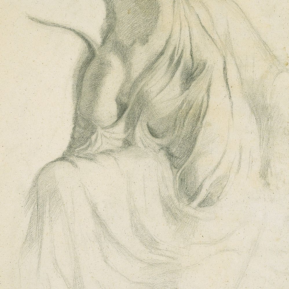 Edgar Degas — Копия с высокого рельефа "Нике атташе с сандалии" (лицевая сторона ); Академический этюд ( оборотная сторона )