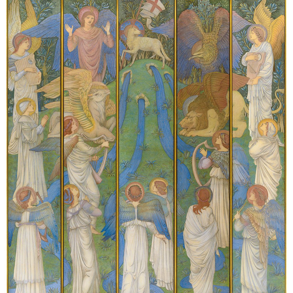 Edward Burne-Jones — Рай, где поклоняются Святому Агнцу