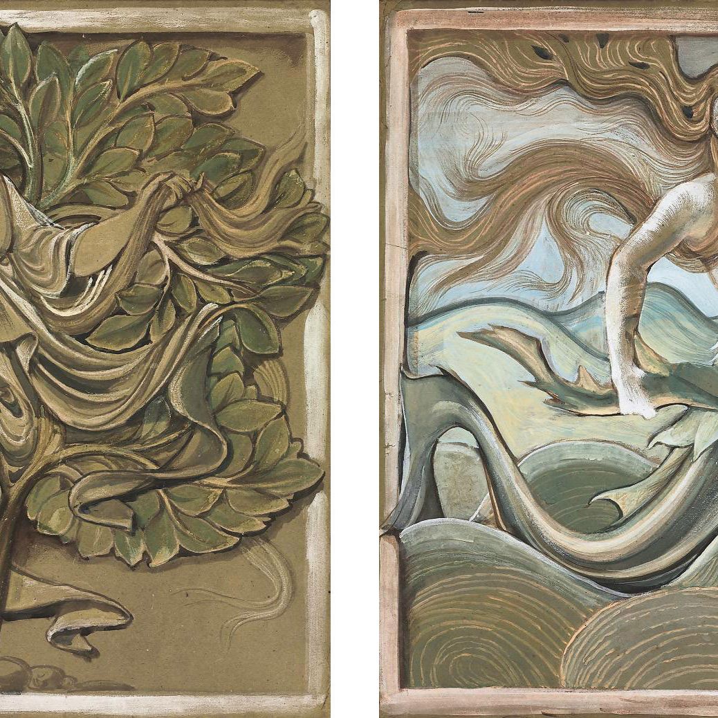 Edward Burne-Jones — Рисунки для скульптурных рельефов: Морская нимфа и лесная нимфа