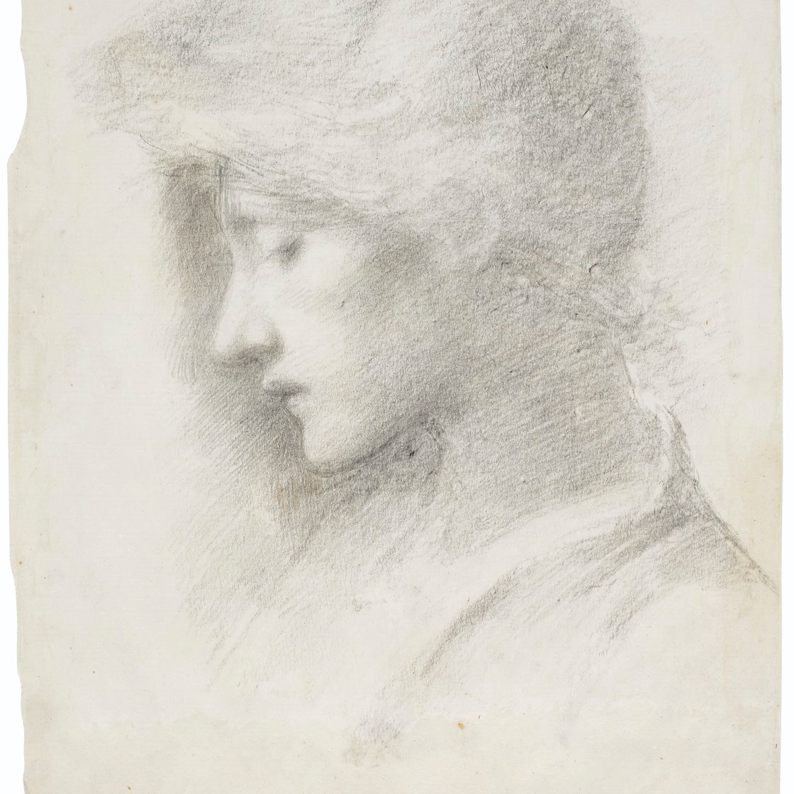 Edward Burne-Jones — Изучение головы девушки в профиль