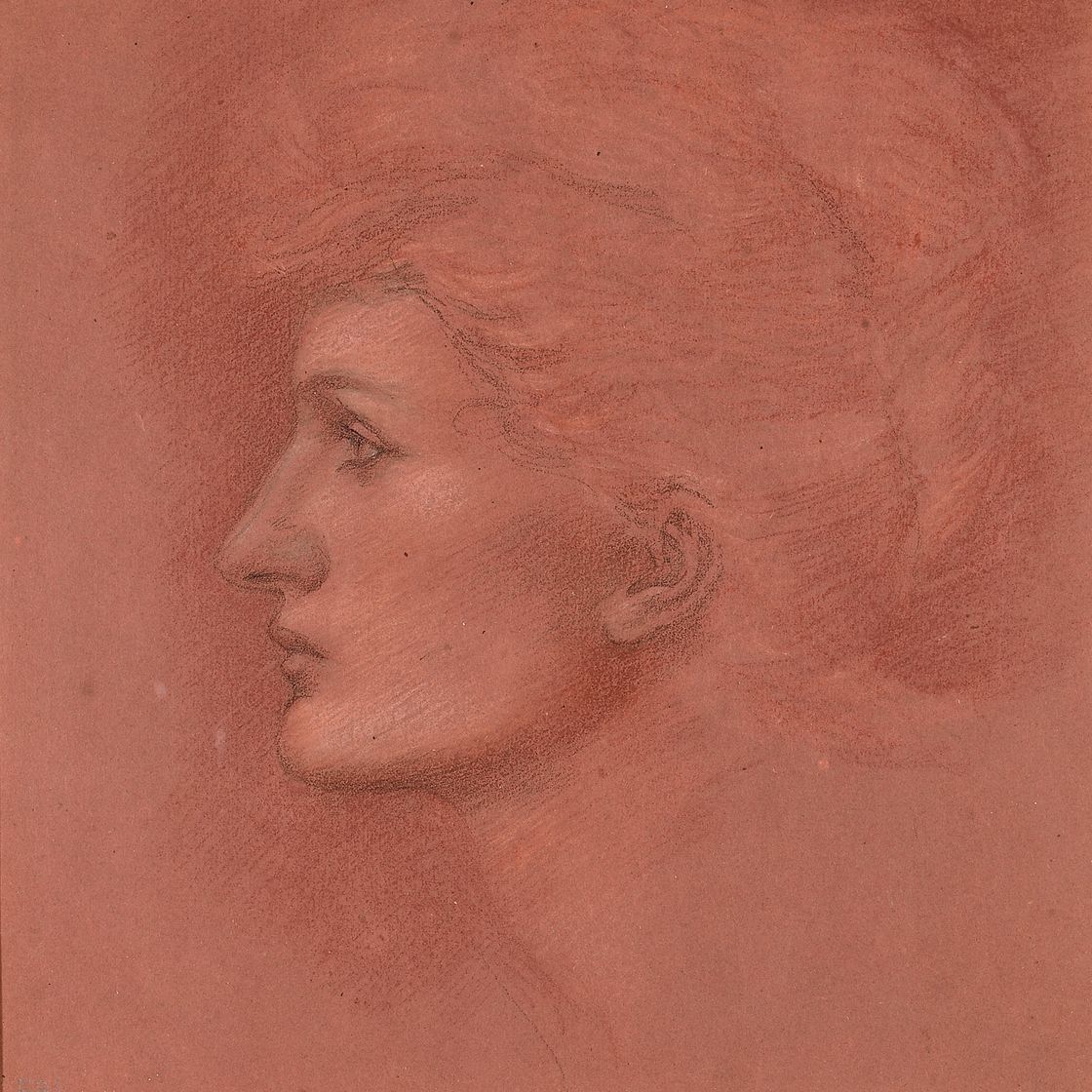 Edward Burne-Jones — Портрет Кейт Долан, повернутой в профиль справа