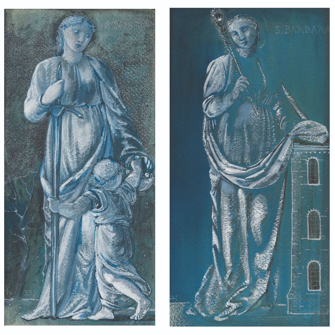 Edward Burne-Jones — Святая Доротея и святая Варвара, изображение 1