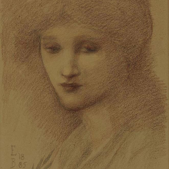 Edward Burne-Jones — Портрет Лоры Литтелтон, урожденной Теннант, во весь рост, с опущенными глазами