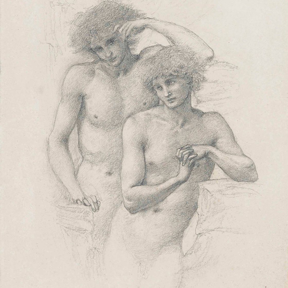 Edward Burne-Jones — Этюд двух обнаженных мужчин для фильма "Артур в Авалоне"