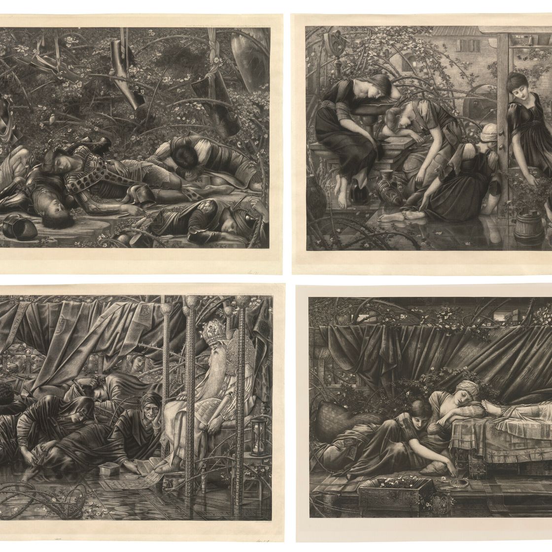 Edward Burne-Jones — Легенда о шиповниковой розе (набор из четырех гравюр)