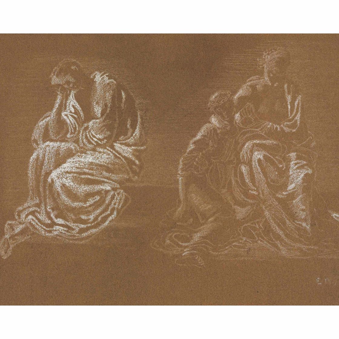 Edward Burne-Jones — Два эскиза драпировки после скульптуры