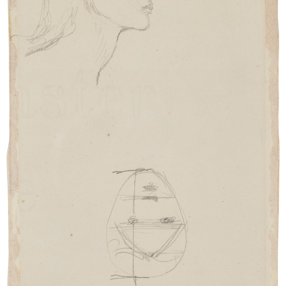 Edward Burne-Jones — Этюд обнаженного мужчины, видимого сзади, смотрящего вверх и влево, сложившего руки в знак "Храма любви"., изображение 3