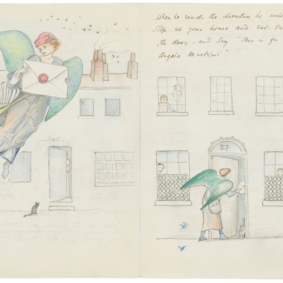 Edward Burne-Jones — 20 писем и открыток с автографами, из которых 19 иллюстрированы, внучке художника Анджеле Тиркелл (одно, по–видимому, ее матери, его дочери Маргарет), Роттингдин, Западный Кенсингтон и н.п., 14 февраля 1890 - Рождество 1893 и н. п., изображение 16