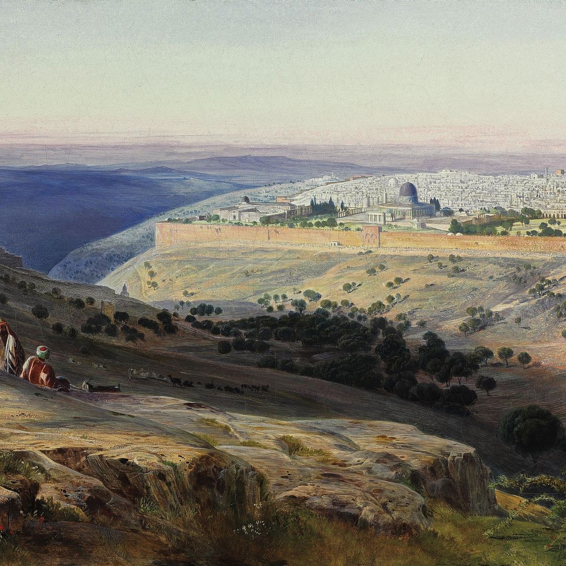 Edward Lear — Иерусалим с Елеонской горы, восход солнца