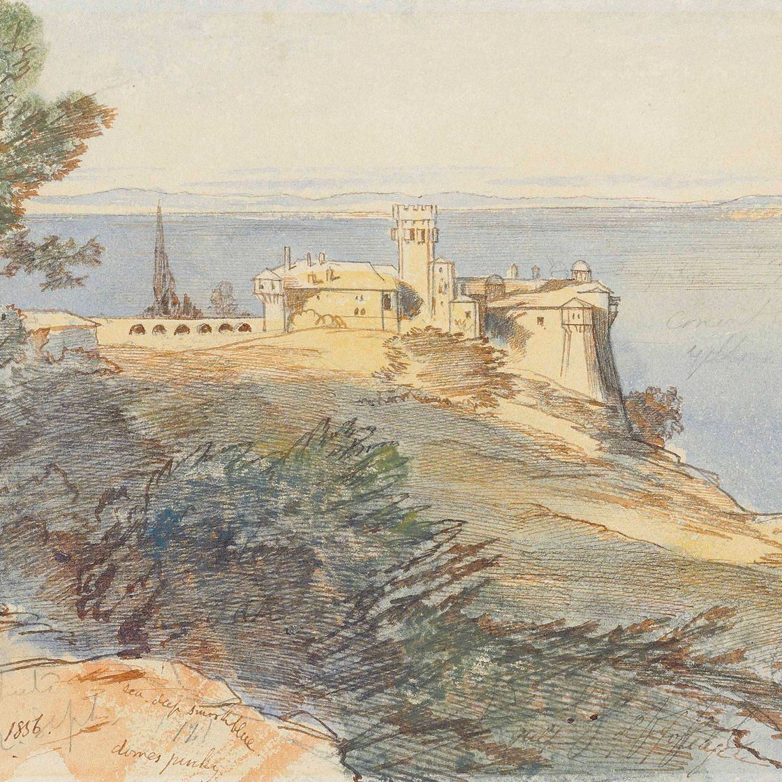 Edward Lear — Монастырь Ставроникита, гора Афон