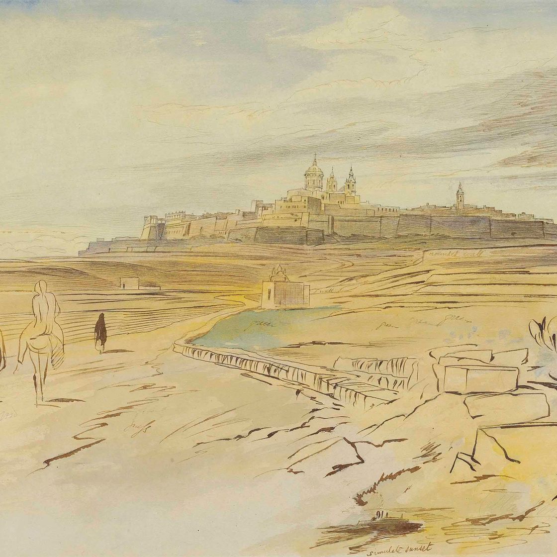 Edward Lear — Мдина или Читта-Веккья, Мальта