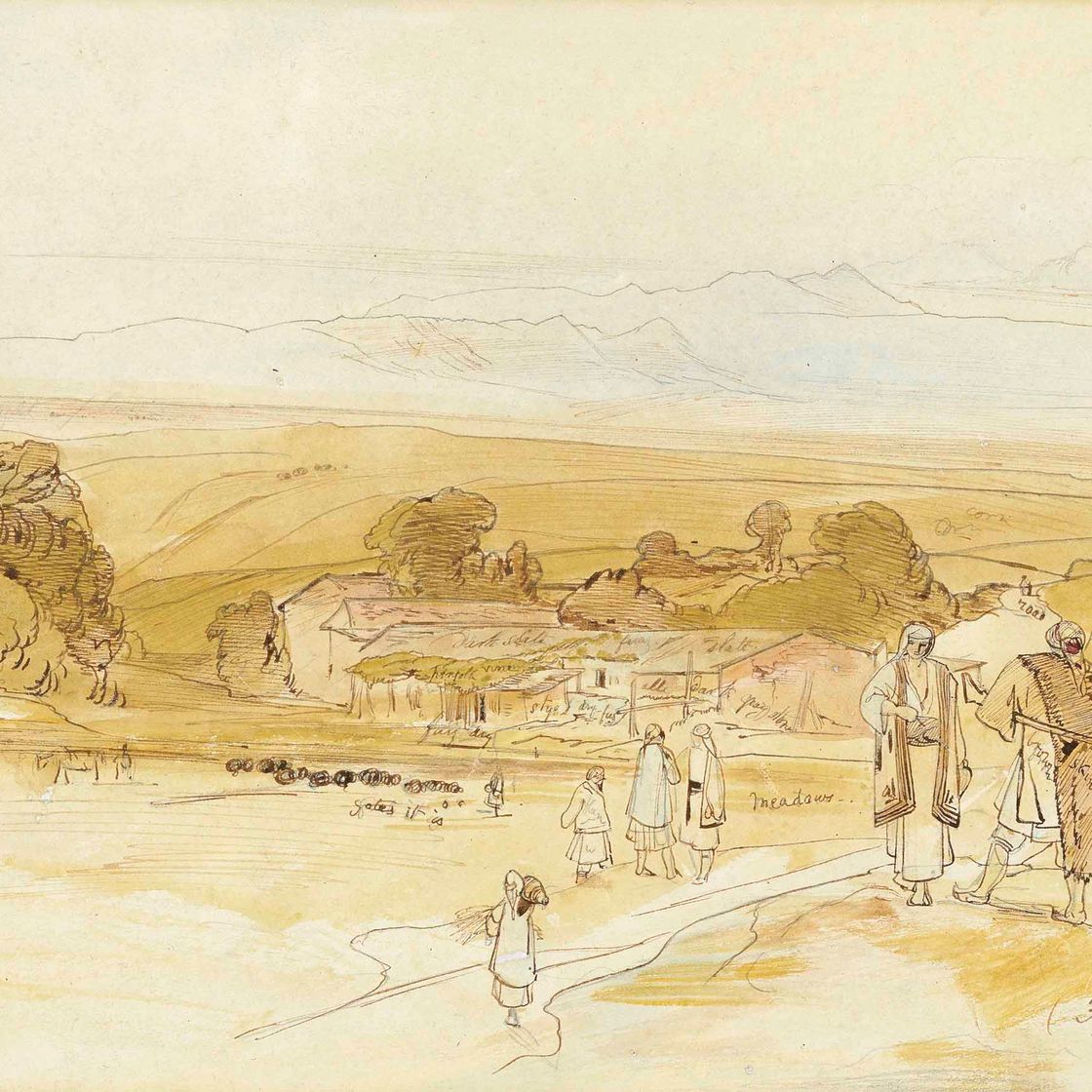 Edward Lear — Гора Парнес из Варнавы, Греция
