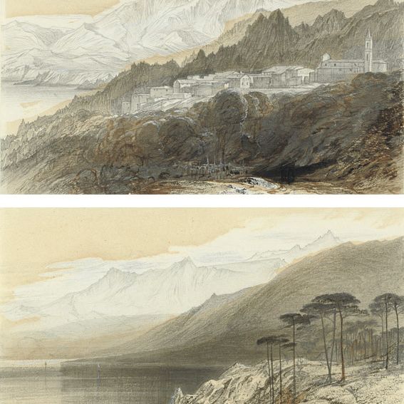 Edward Lear — Ла-Пьяна, Корсика; и залив Порто, Корсика