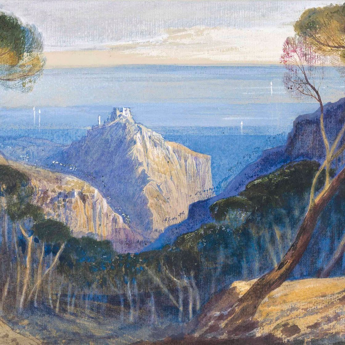 Edward Lear — Вид на Эз, Лазурный берег, Франция