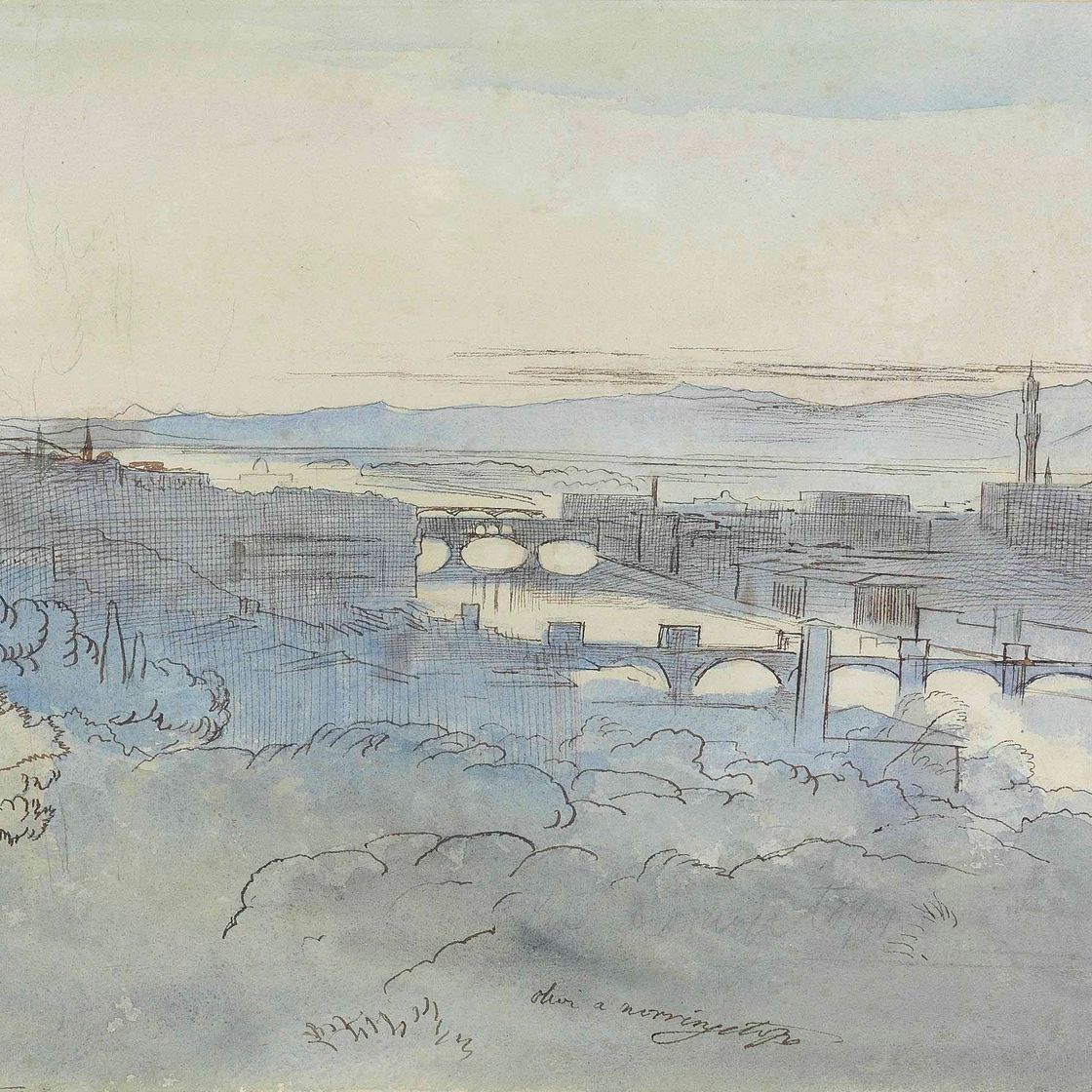 Edward Lear — Вид на Флоренцию из Сан-Миниато, Италия