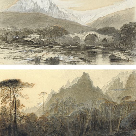 Edward Lear — Лес Бавелла, Корсика; и долина реки Аско, Корсика