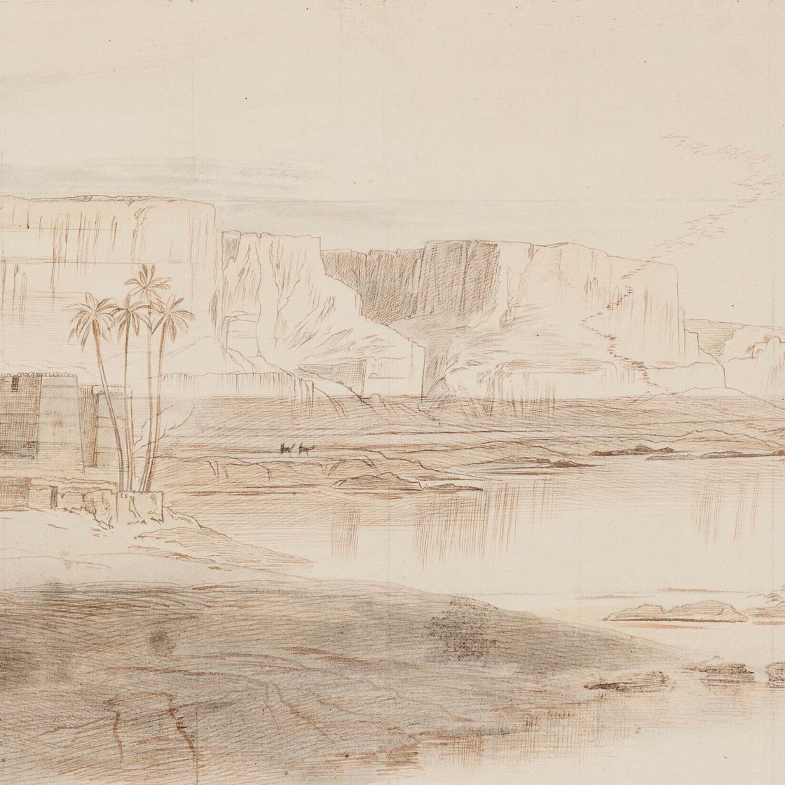 Edward Lear — Нил в Каср-Эс-Сааде, Египет, изображение 1