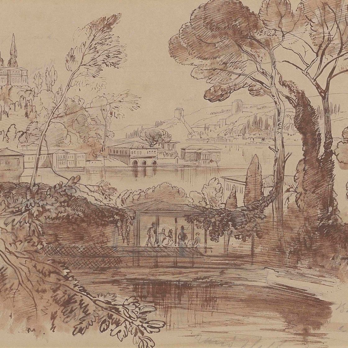 Edward Lear — Анадолухисари, Стамбул, на берегу Босфора