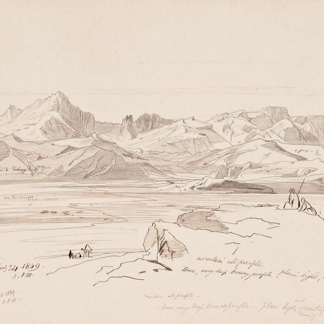 Edward Lear — Джебель Сербал из Вади-Селафф, Египет