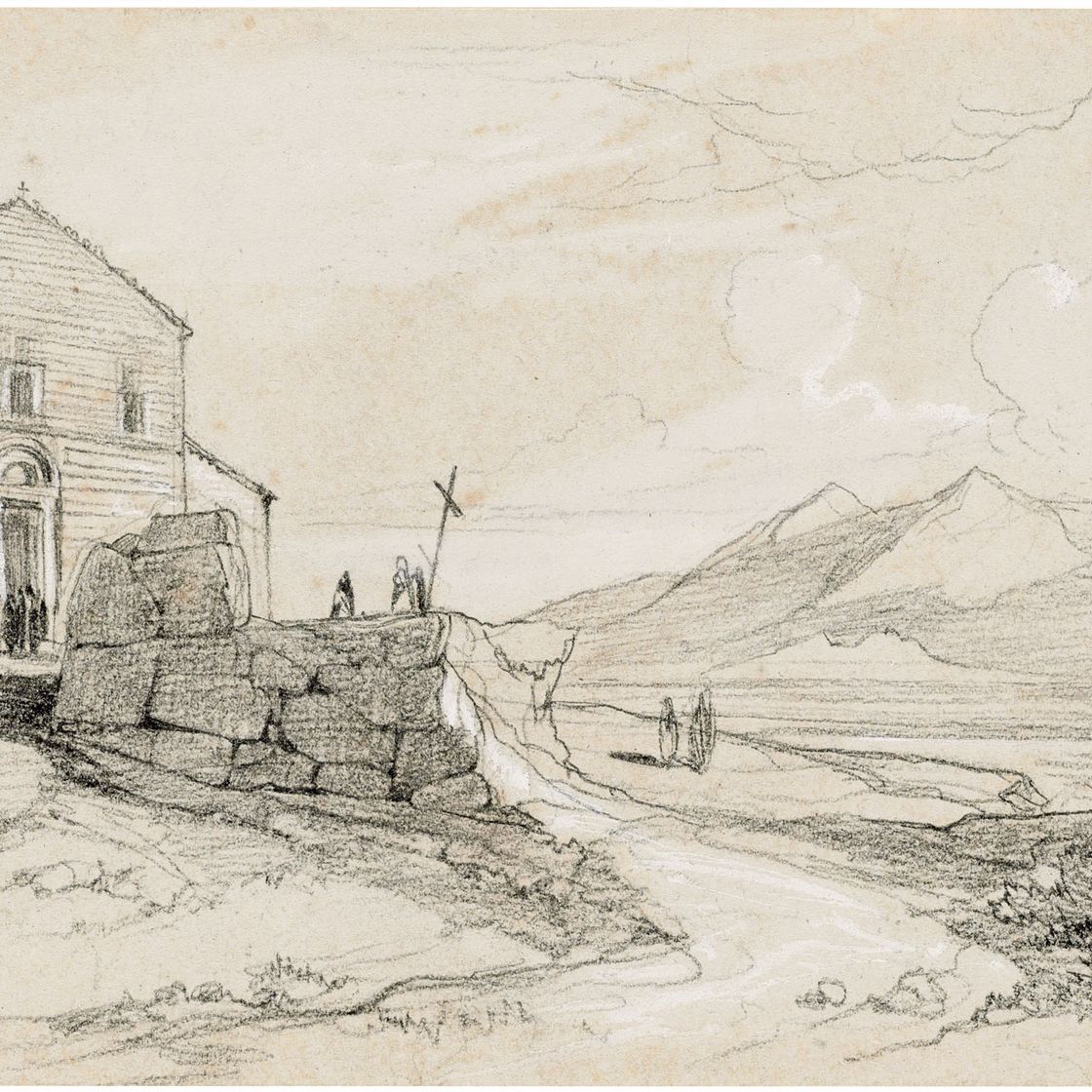 Edward Lear — Церковь Санта-Мария в Луко, Италия