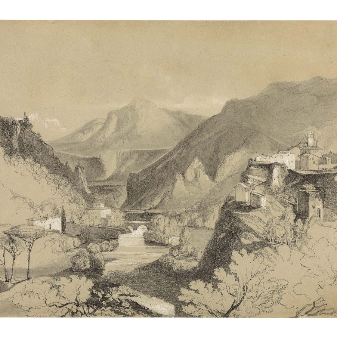 Edward Lear — Вид на долину реки Нера, недалеко от Рима