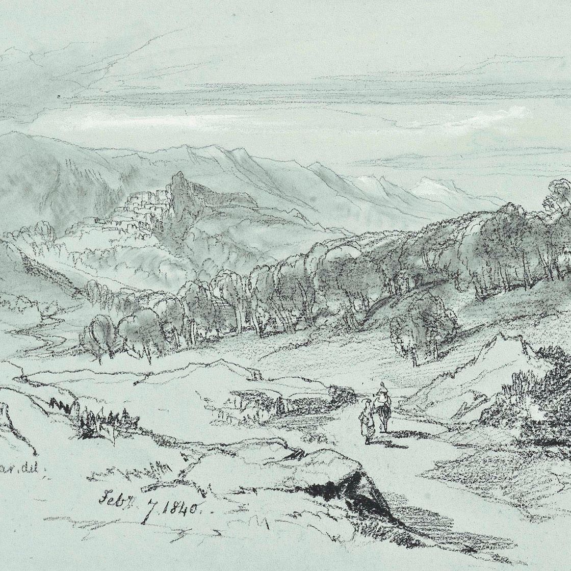 Edward Lear — Фигуры на дороге перед Патрисией, Италия