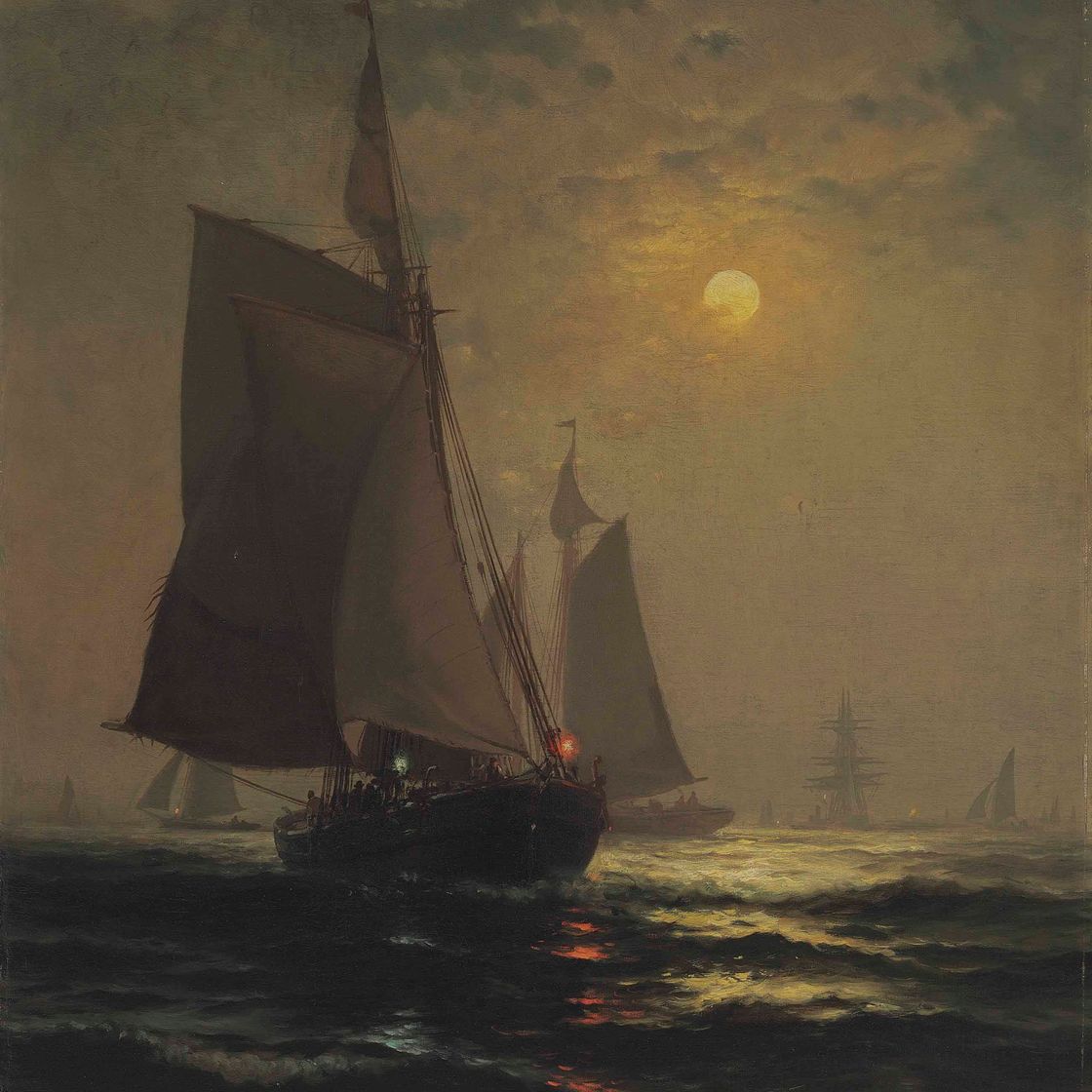 Edward Moran — Лунный свет в Нью-Йоркской гавани