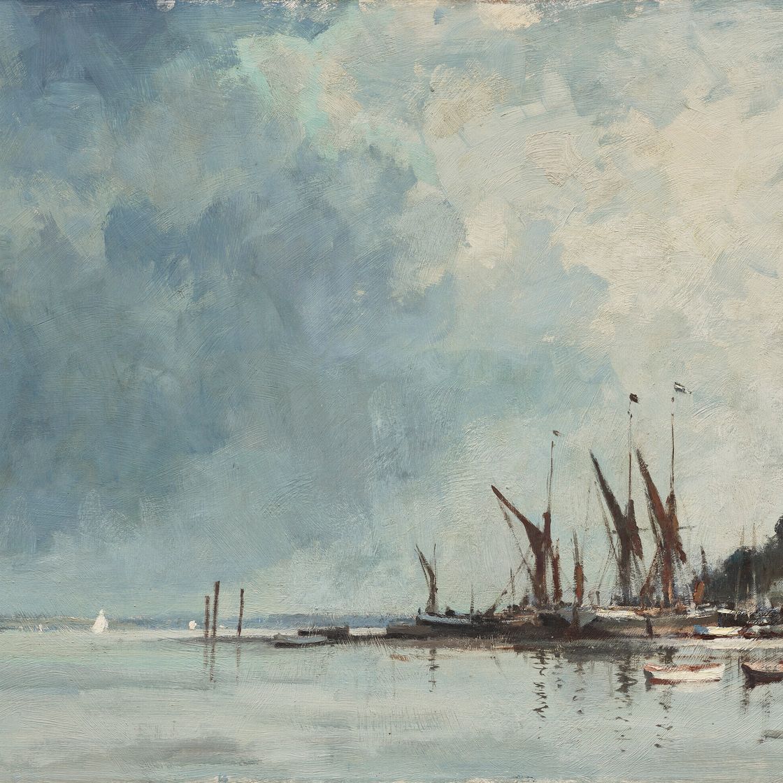 Edward Seago — Баржи на Темзе в Пин-Милле, Саффолк