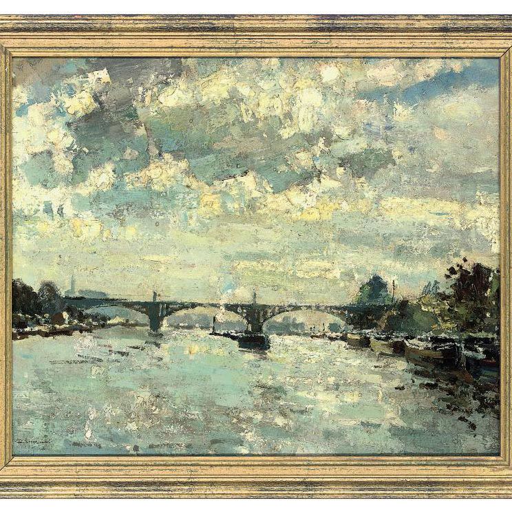Edward Seago — Вид вниз по течению реки