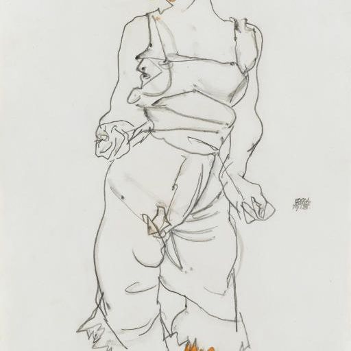 Egon Schiele — Фрау из Унтервеше и Струмпфена (Валери Нойзиль)