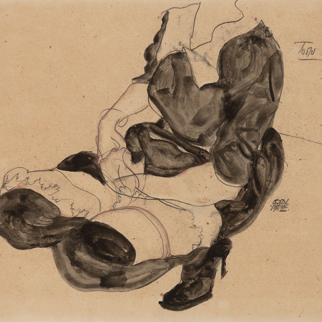 Egon Schiele — Туловище хоккеиста вайблихера (прямая сторона); нижняя часть туловища Вайблихера (обратная сторона), изображение 1
