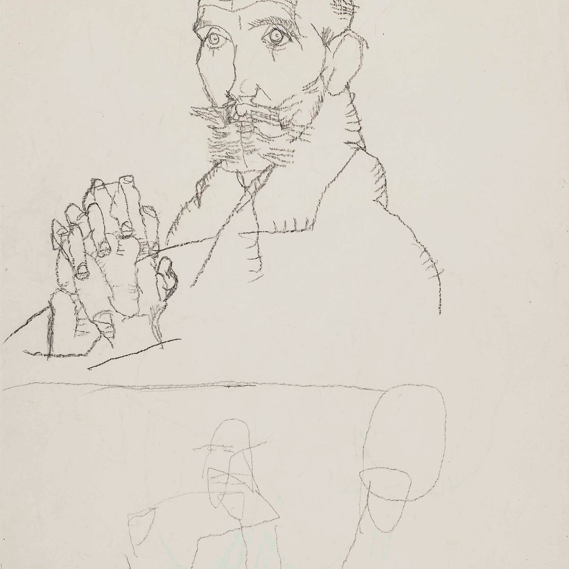 Egon Schiele — Бильднис Франц Хауэр (справа) ; Гебегт шрайтендер Юнглинг в Ауфсихте (Матроуз) (слева), изображение 1