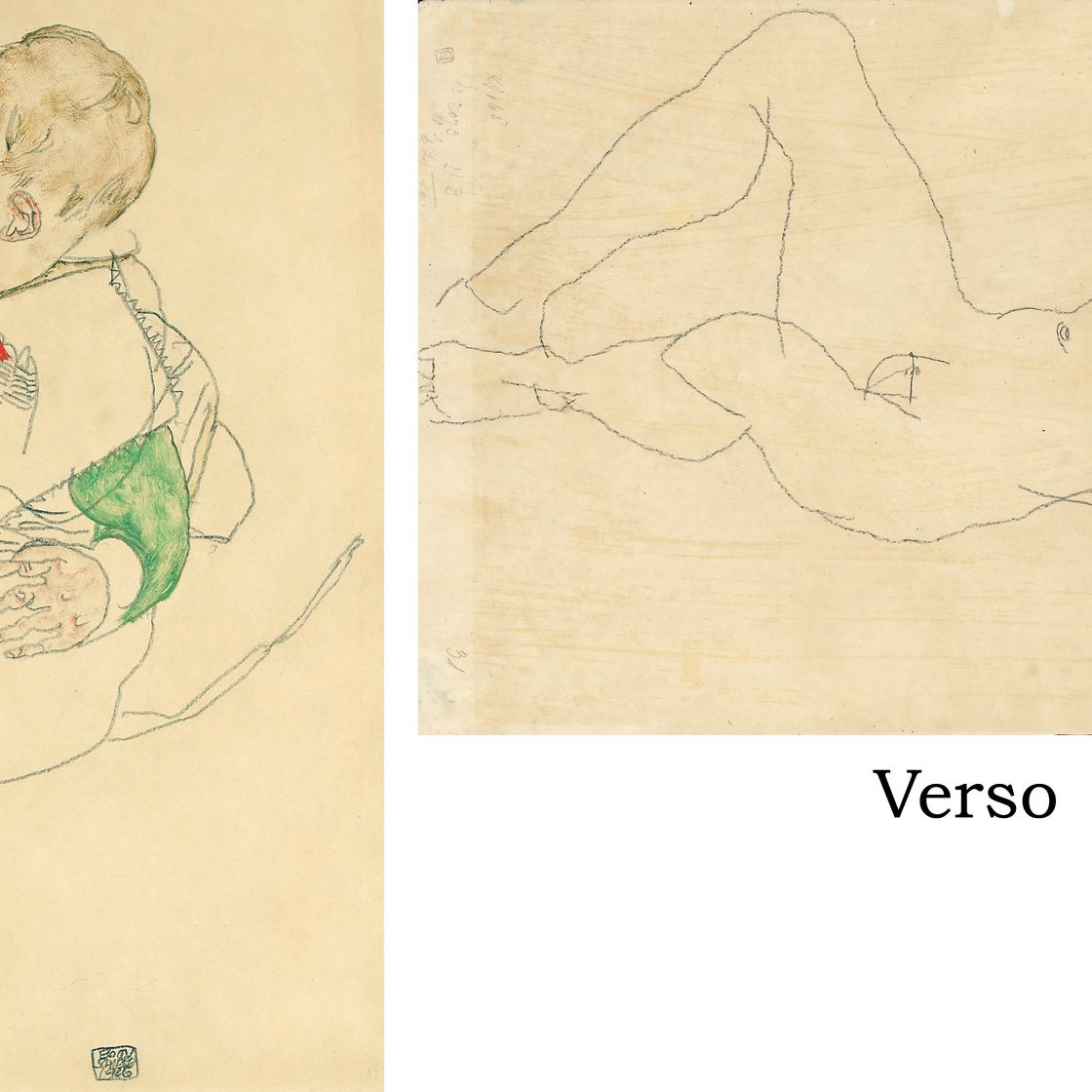 Egon Schiele — Добрый грюнен Эрмель (Антон Пешка-младший) ( справа ); Добрый Грюнен хинтер Копф ( справа )