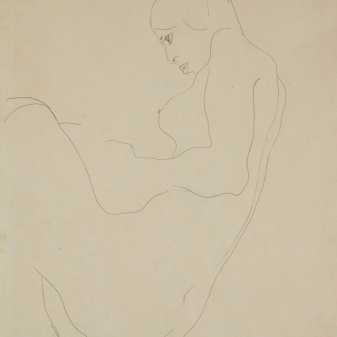 Egon Schiele — Ножной ремень weiblicher Akt (прямой); Сидячий ремень Akt (оборотная сторона), изображение 4