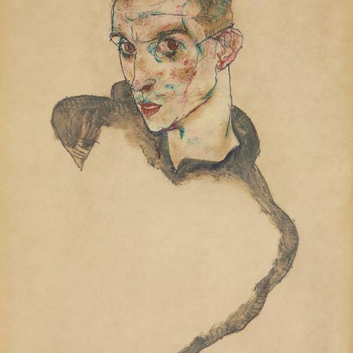 Egon Schiele — Сельбстбилднис ( спереди ); Жена ( сзади )