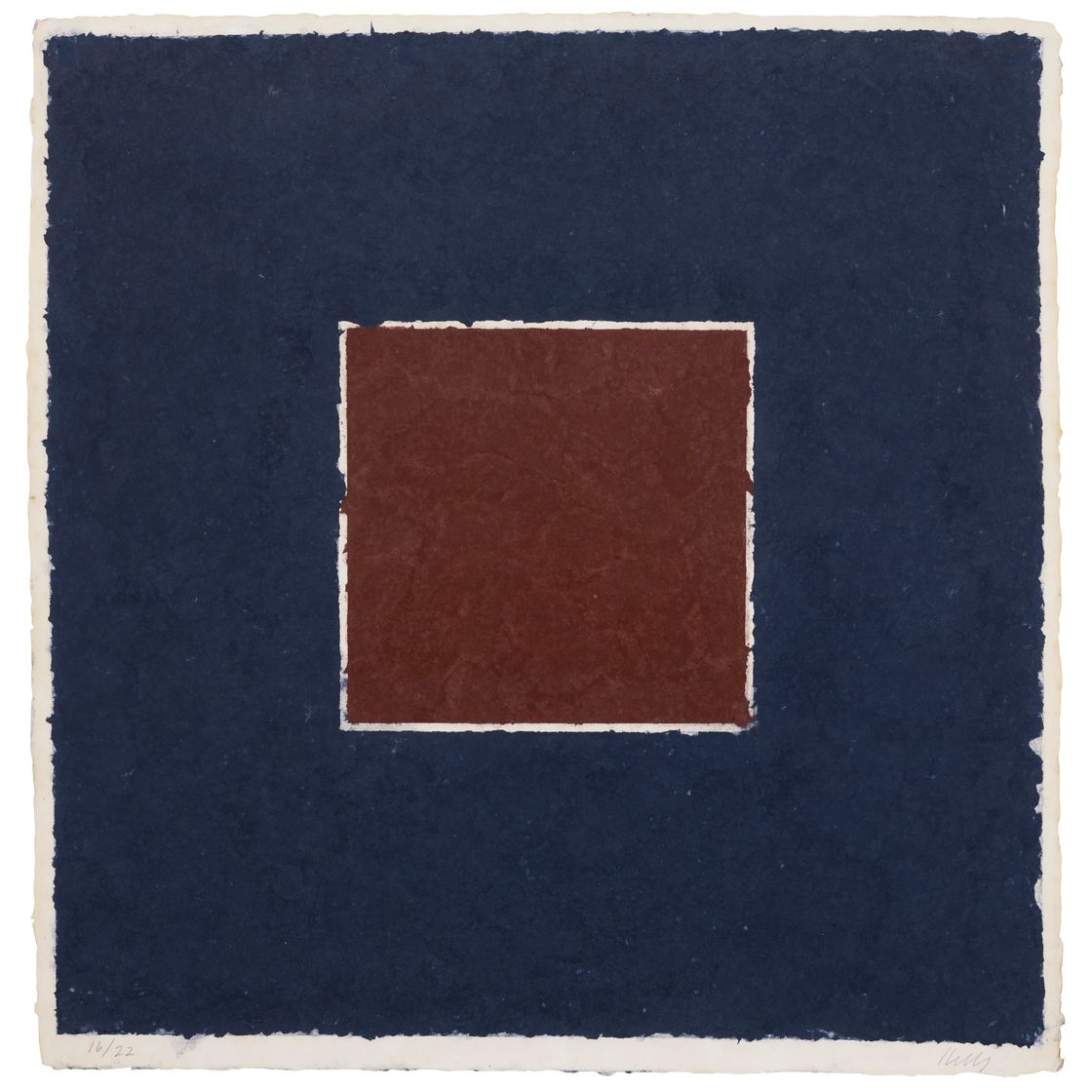 Ellsworth Kelly — Изображение XX на цветной бумаге (коричневый квадрат с синим), изображение 1